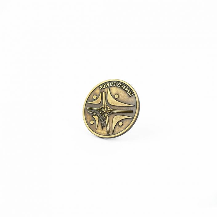 Monety pamiątkowe dla powiatów i gmin, złota moneta powiatu zgierskiego od producenta na zamówienie MCC Medale