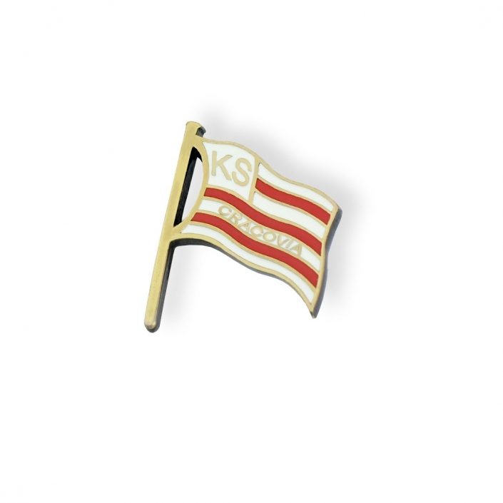 Pins w kształcie flagi dla klubu piłkarskiego KS Cracovia