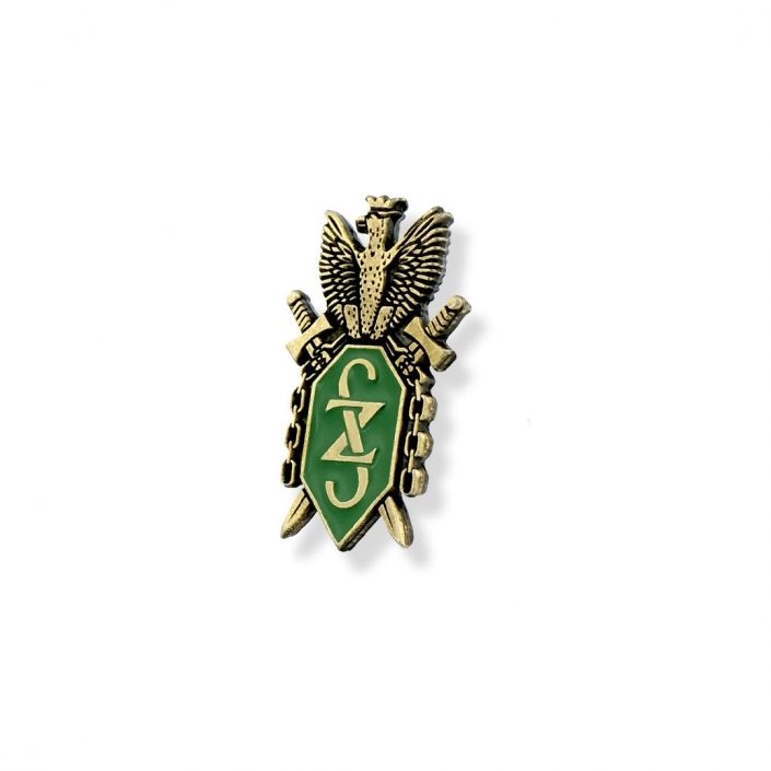 Pins z motywem herbu, emaliowany, wyprodukowany na zamówienie przez MCC Medale