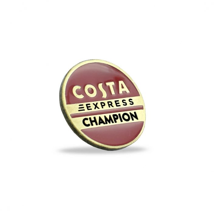Kolorowa przypinka firmowa Costa Express Champion