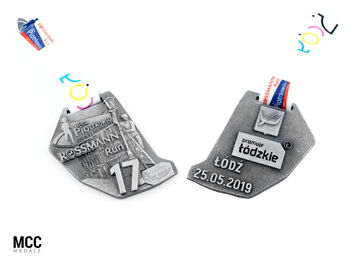Medale wykonane na Bieg Ulicą Piotrkowską Rossmann Run w 2019 roku