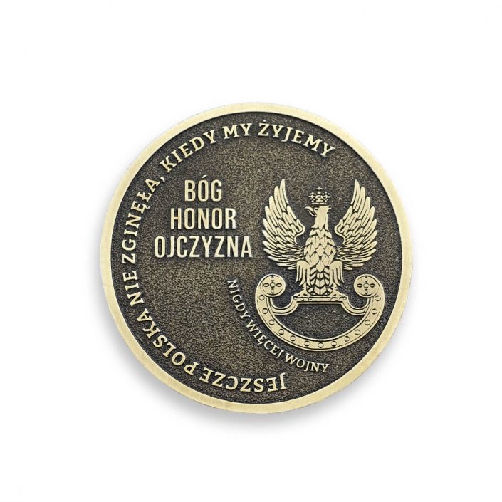 Wojskowy medal pamiątkowy z motywem orła, Bóg Honor Ojczyzna, produkcja na zamówienie: MCC Medale