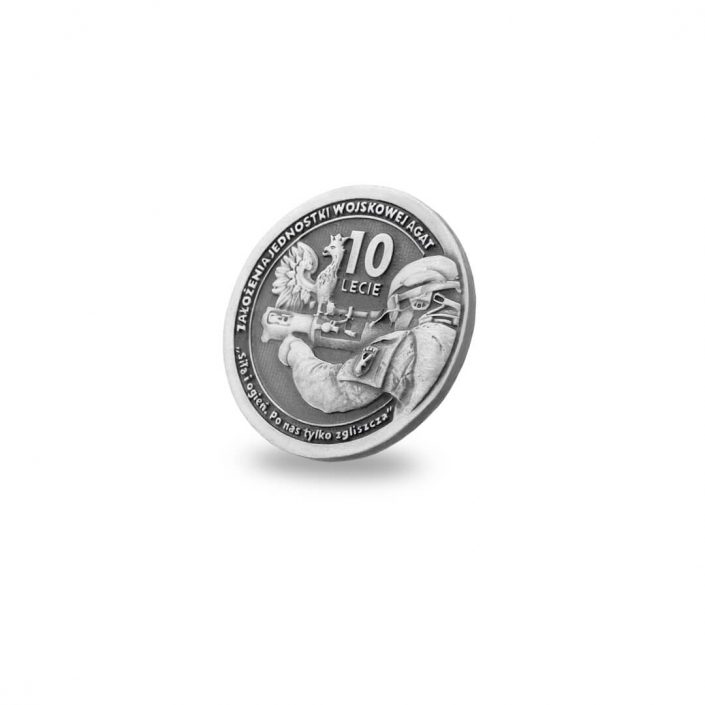 Emaliowany coin wojskowy 3D dla jednostki wojskowej AGAT, rewers