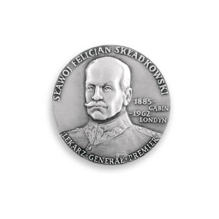 Medal pamiątkowy w kolorze antycznego srebra przedstawiający Sławoja Składkowskiego