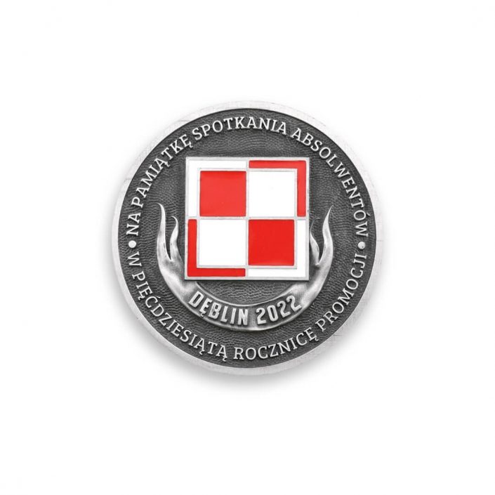 Medal 3D na zamówienie, z symbolem lotniczej szachownicy, produkcja MCC Medale